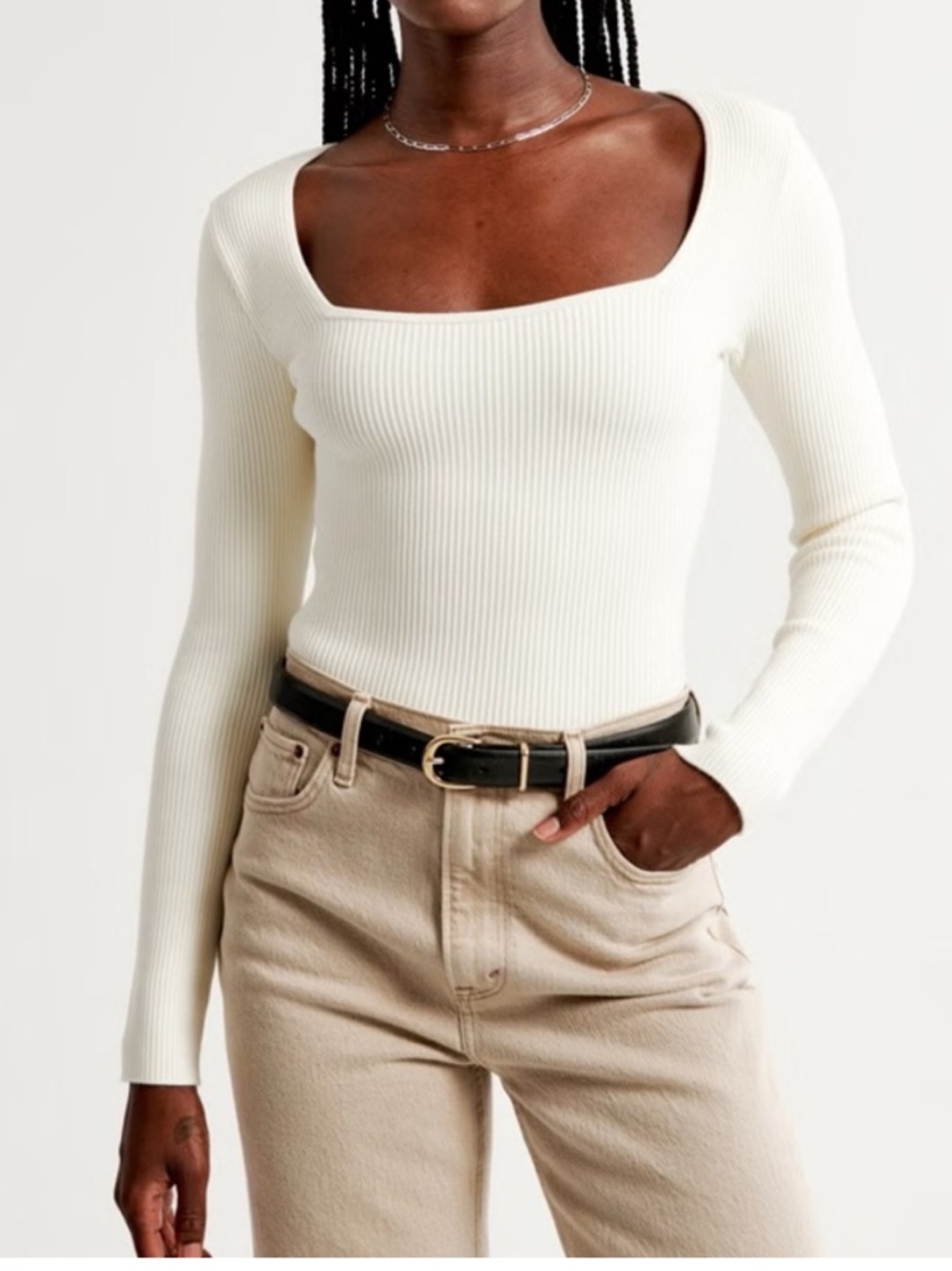 Abercrombie Ottoman Square Neck Ribbed Bodysuit